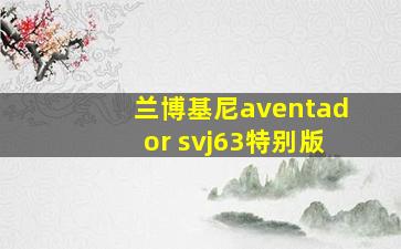 兰博基尼aventador svj63特别版